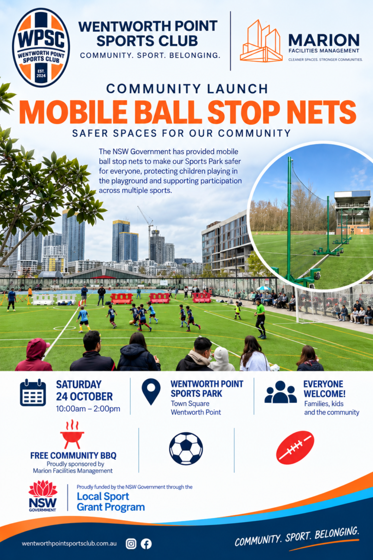 Join Us for the Launch of New Ball Stop Nets & Free BBQ at Wentworth Point!